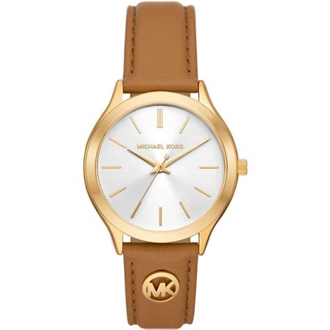 michael kors ladies slim runway brown leather watch|Michael Kors runway chronograph.